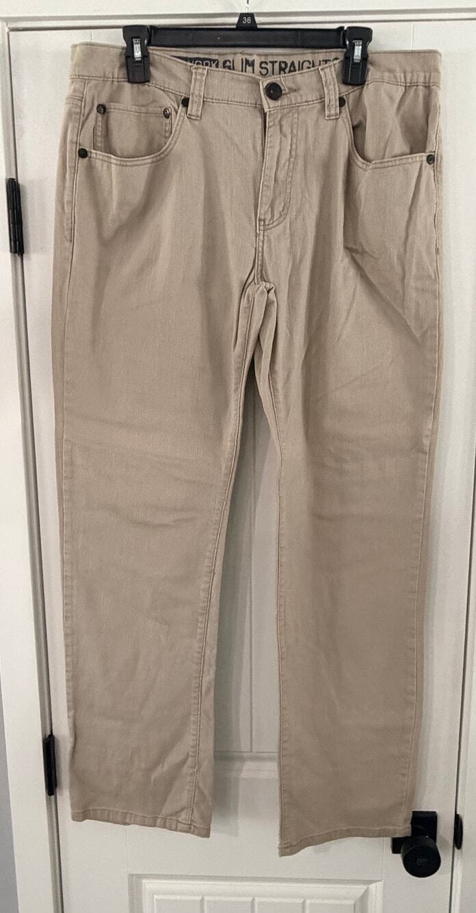 RSQ Men's New York Slim Straight Chino Pants Beige Tag Size 34x32